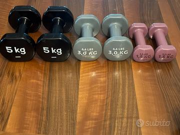 Set 19 kg Pesi Palestra Manubri Decathlon Gomma
