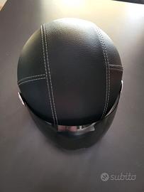 Casco jet in pelle nera