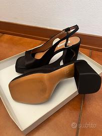 SANDALI NERI IN RASO CON TACCO