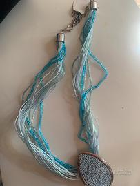Anna Moda collana in perline acqua marina