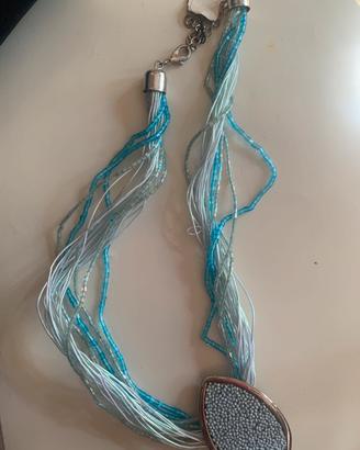 Anna Moda collana in perline acqua marina