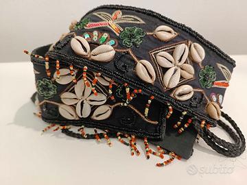 Cintura Artigianale Indiana Nera con Conchiglie