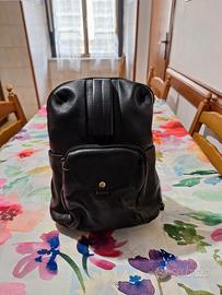 Zaino in vera pelle nera Modello vintage a sacchet
