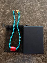 Collana con perle lisce in pasta di turchese