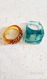 Set 2 anelli chunky Y2K strass