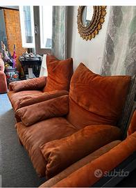 4 poltrone Cassina Maralunga vintage  con pouf Arf