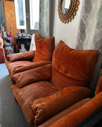 4 poltrone Cassina Maralunga vintage  con pouf Arf