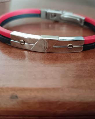 bracciale Milan acciaio e caucciù 
