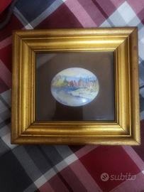 quadro vintage in miniatura d'arte su ceramica 
