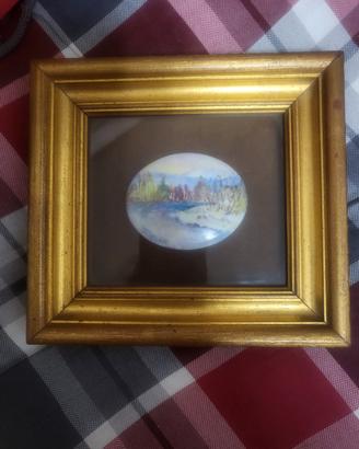 quadro vintage in miniatura d'arte su ceramica 