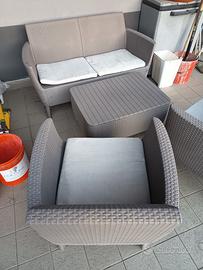 salottino da giardino in rattan 