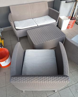 salottino da giardino in rattan 