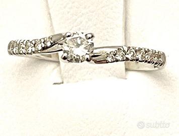 Anello oro 18 kt, diamanti naturali, nuovo certifi