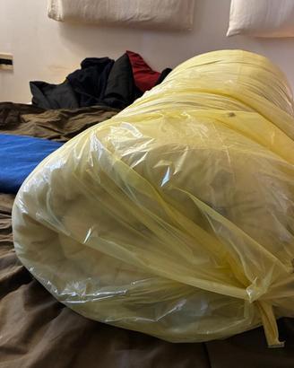 Futon foderato tela lino con sacca blu