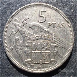 Moneta 5 pesetas 1957 spagna francisco franco /8l