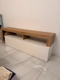 Porta tv 1 anta ribalta binaco e rovere