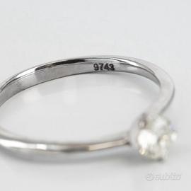Anello - 14 carati Oro bianco Diamante (Naturale)