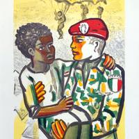 Ibrahim Kodra pittore litografia The Rescue