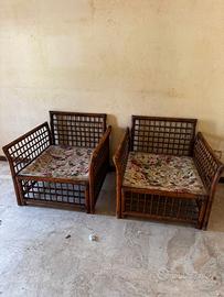 poltrone vintage in bambù/rattan – Anni '70/'80