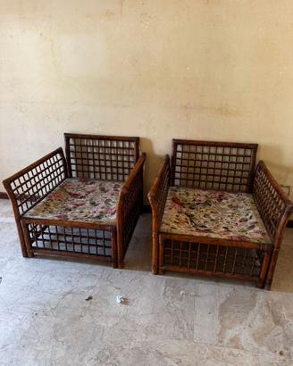poltrone vintage in bambù/rattan – Anni '70/'80