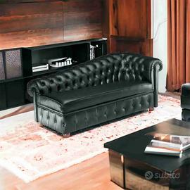 Poltrona Chester “Dormoise” – Pelle Fiore Nera