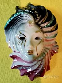 Maschera veneziana da parete in ceramica