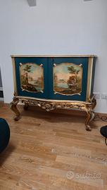 Comoncino bombato stile barocco veneziano dipinto 
