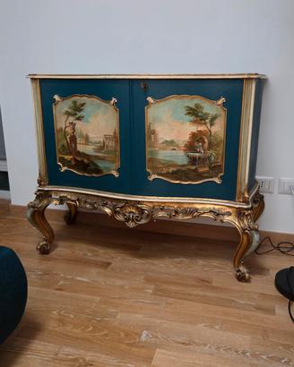 Comoncino bombato stile barocco veneziano dipinto 