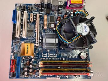 Asrock ConRoe 945G DVI + cpu intel core2 6600 ram4
