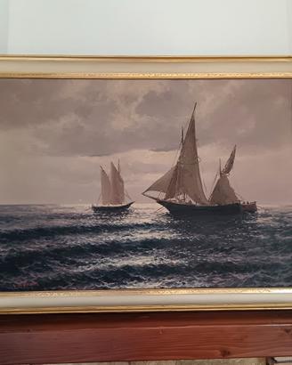Guido Odierna (1913-1991) Marina  Olio su Tela