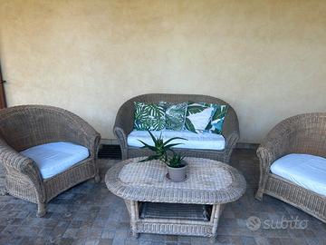 Set salotto da giardino/terrazzo in midollino