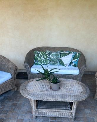Set salotto da giardino/terrazzo in midollino