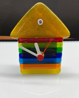 Orologio da tavola in vetro colorato