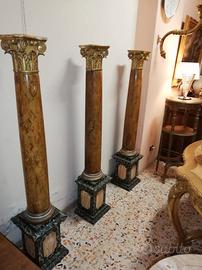colonne in legno antiche laccate e dorate