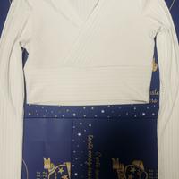 Top corto donna a coste scollo a V