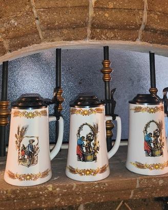 Set 3 Boccali birra in ceramica bianca 500 CC