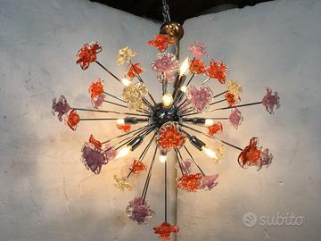 Lampadario moderno vetro Murano Sputnik con fior