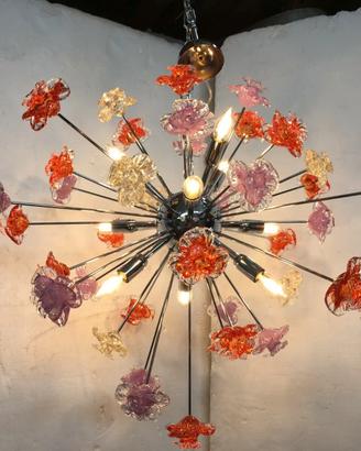 Lampadario moderno vetro Murano Sputnik con fior
