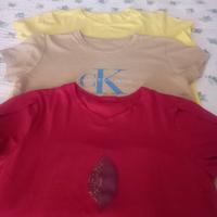 Set di tre t-shirts di cotone, beige, rosso scuro