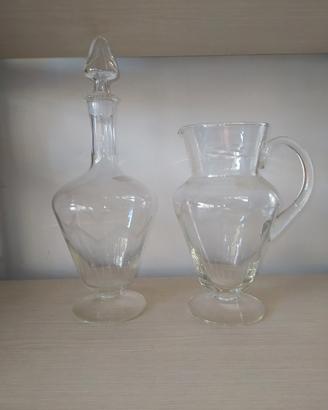 Broccha e Bottiglia in cristallo antico inciso 