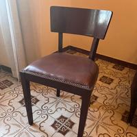 n°2 sedie in legno e seduta in pelle