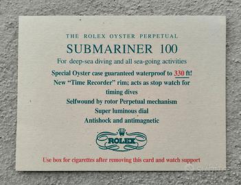 Cardbox Rolex Submariner 100mt 5508 6536/1