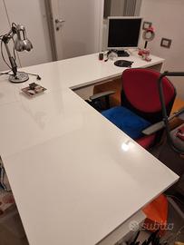 Scrivania Angolare Bianca lucido