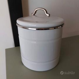 Vintage 80s contenitore cucina smaltato bianco