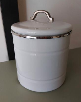 Vintage 80s contenitore cucina smaltato bianco