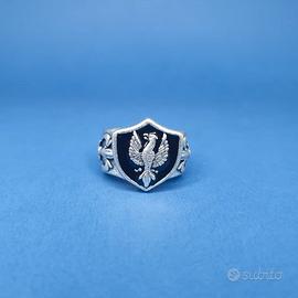 ANELLO VINTAGE PIETRO FERRANTE GRIFONE SMALTO NERO