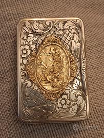 Tabacchiera argento 800 vermeil dorato, fine 800
