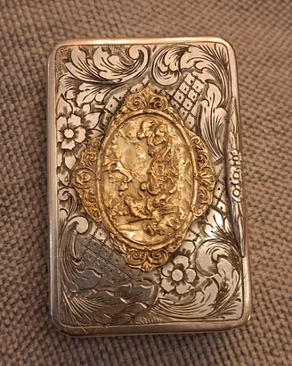 Tabacchiera argento 800 vermeil dorato, fine 800