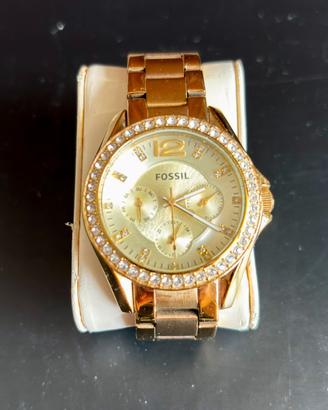 Orologio Fossil Donna Oro e Cristalli con Box