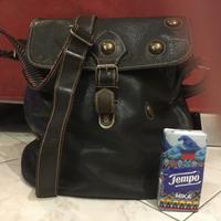 Borsa tracolla zaino artigianale pelle nera